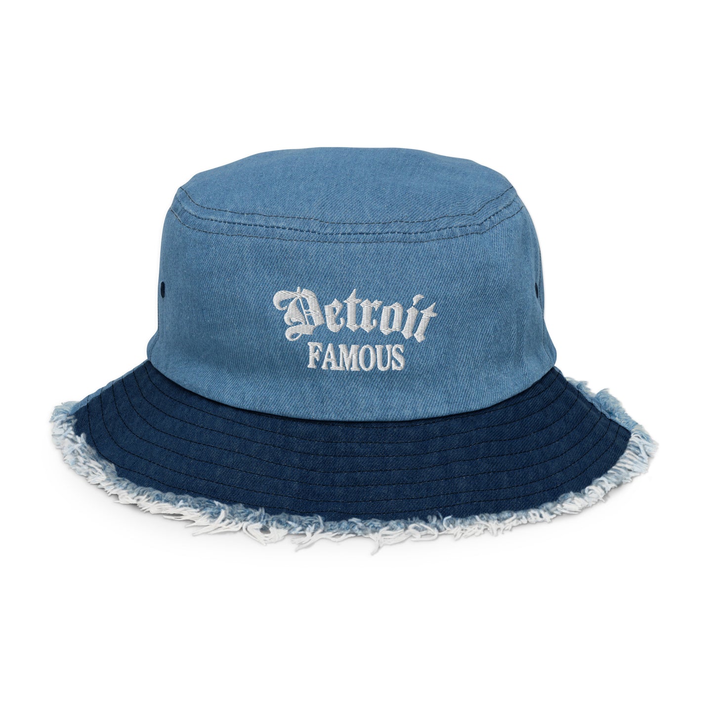 Distressed denim bucket hat